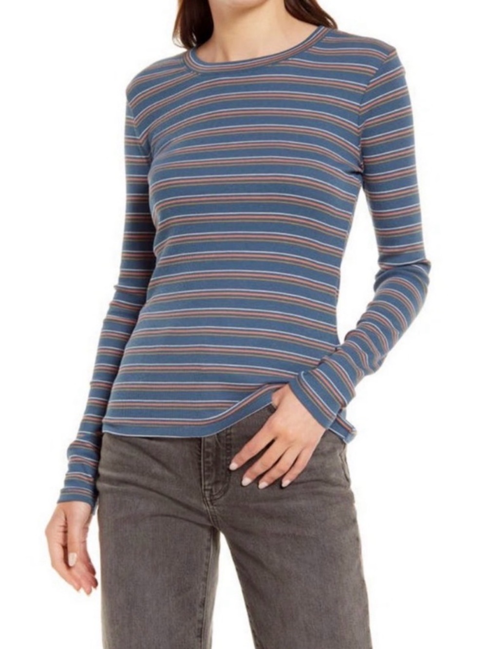 Madewell striped long-sleeve crewneck top - Picture 2 of 6